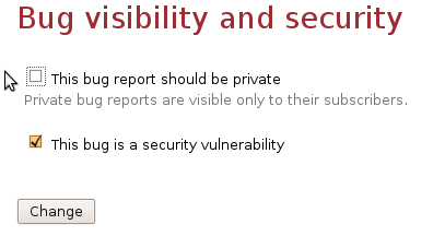 Dialog showing option to mark bug report as private.
